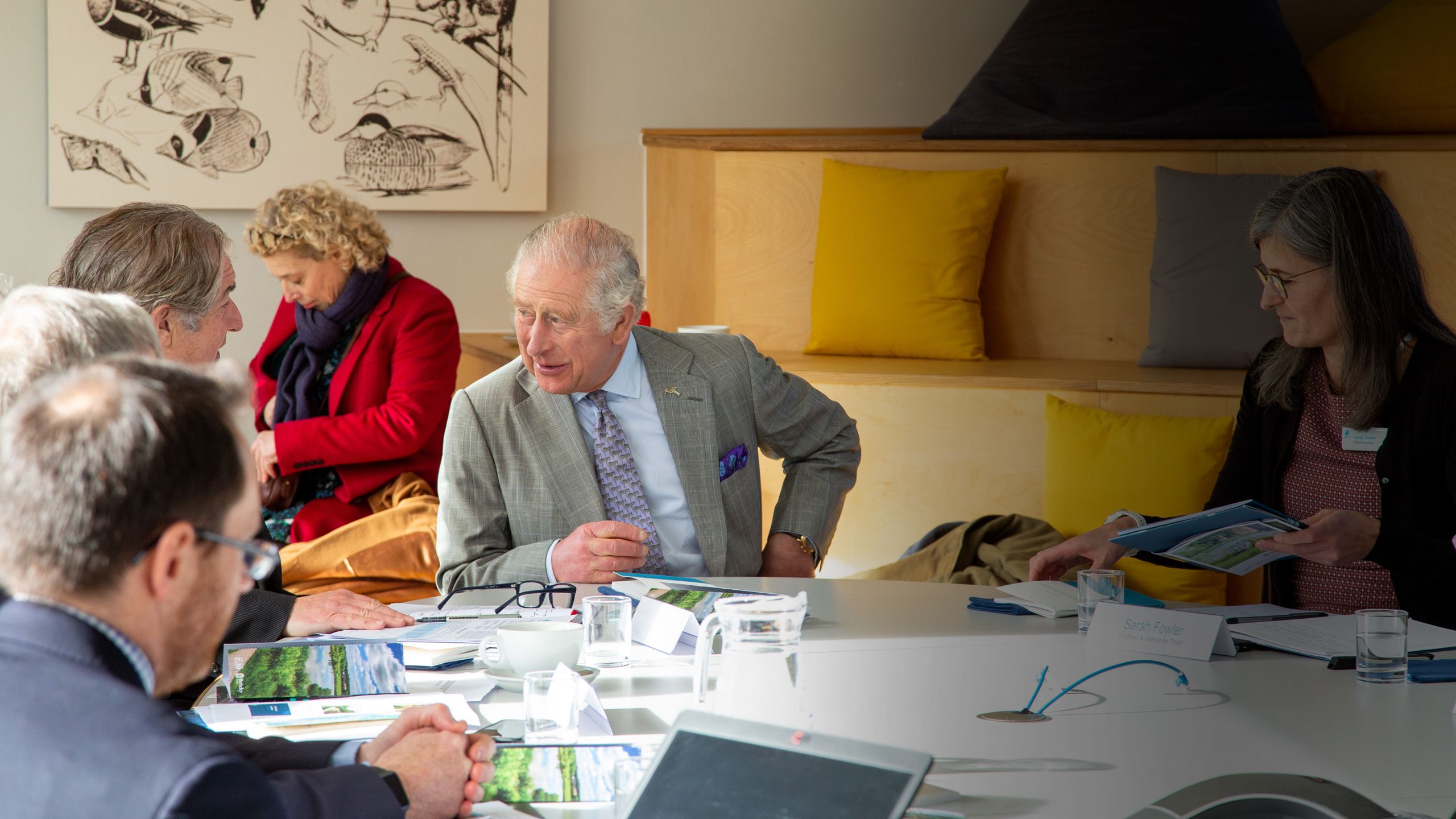 HRH The former Prince of Wales in conversation around the round table meeting about wetlands 