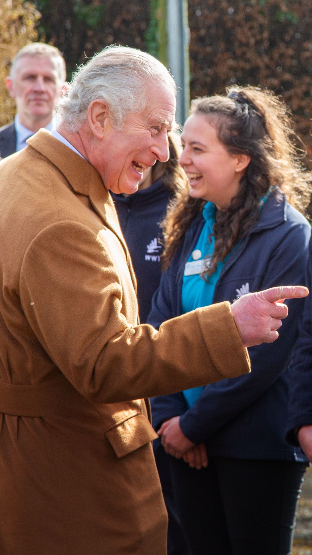 HRH The former Prince of Wales greeting WWT staff and volunteers