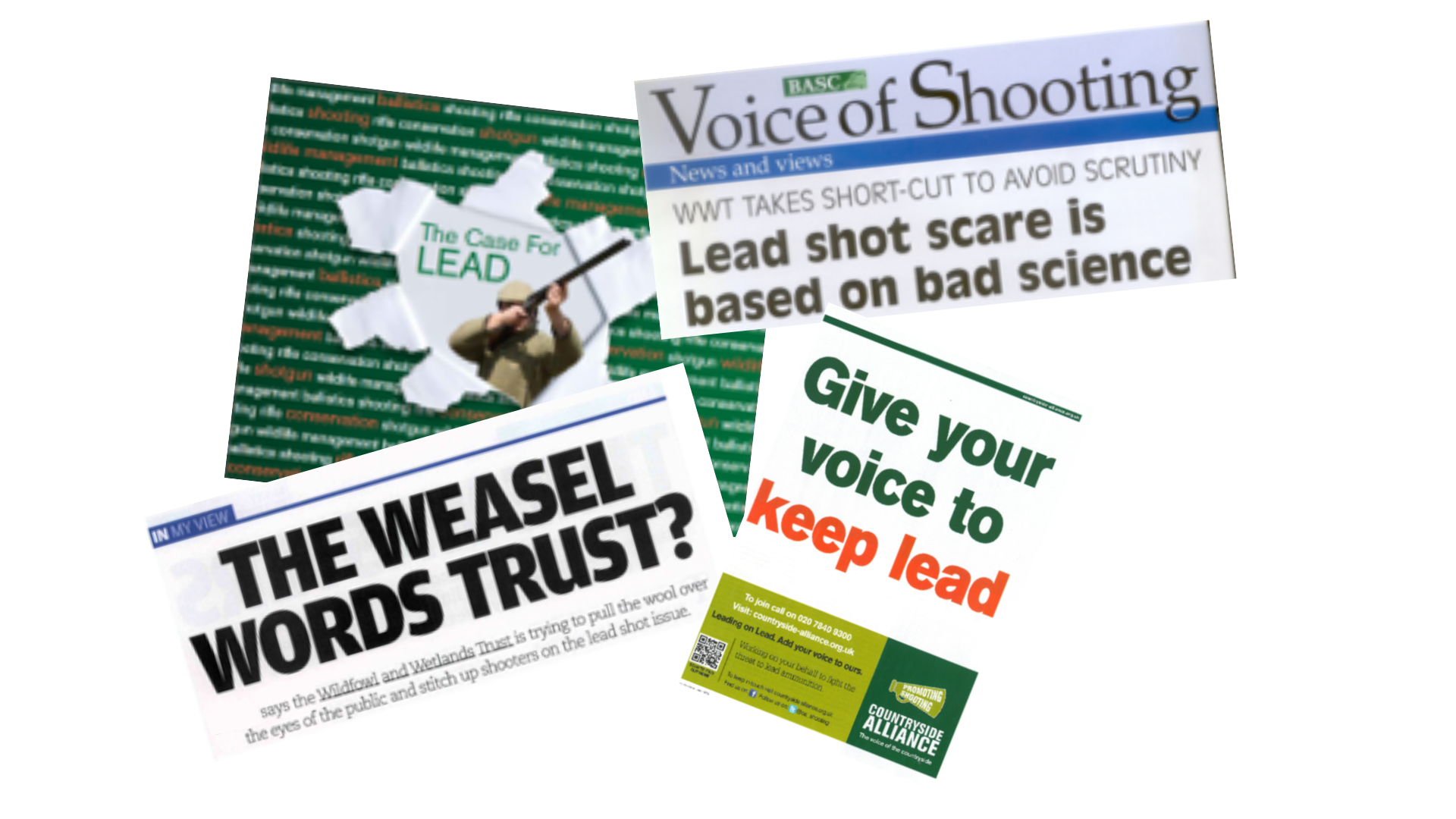 Headlines from the shooting media from the 2010s to illustrate the resistance to change away from lead ammunition – and also how far we’ve come. Sources: Countryside Alliance, Shooting and Conservation and Shooting Times and Country Magazine.